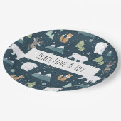 平和の愛と喜びクリスマス動物のパターン ペーパープレート (アングル)