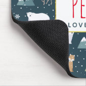 平和の愛と喜びクリスマス動物のパターン マウスパッド (コーナー)