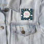 平和の愛と喜びクリスマス動物のパターン 缶バッジ (インサイチュ)