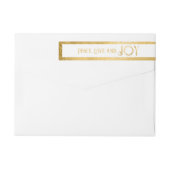 平和の愛と喜びフェイク金ゴールドリース – 白 ラップアラウンドラベル (裏面)