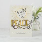 平和の愛と喜びヴィンテージタイポグラフィ平和の鳩 シーズンカード (スタンド正面)