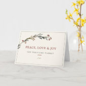 平和の愛と喜び赤い果実の緑の折り畳み カード (黄色い花)