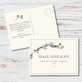 平和の愛と喜び赤い果実の緑 シーズンポストカード