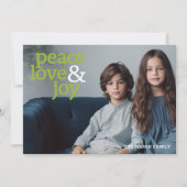 平和の愛と喜び1写真のモダンタイポグラフィ シーズンカード (正面)
