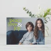 平和の愛と喜び1写真のモダンタイポグラフィ シーズンカード (スタンド正面)