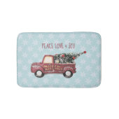 平和の愛と喜び/赤おもちゃのトラックのメリークリスマス バスマット (正面)