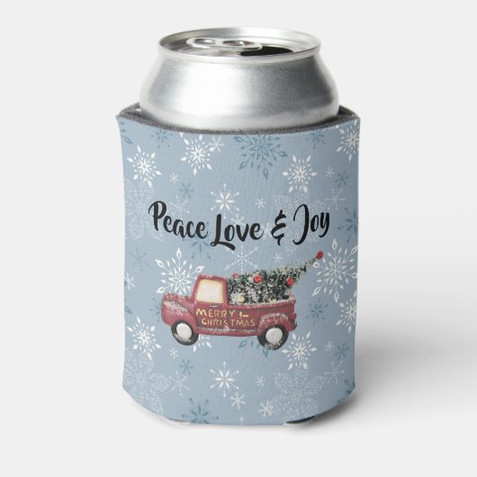 平和の愛と喜び/赤おもちゃのトラックのメリークリスマス 缶クーラー (缶裏面)