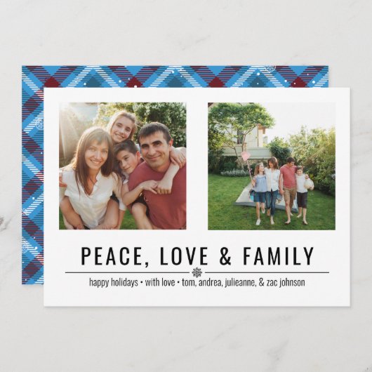 平和の愛と家族2枚の写真 シーズンカード (正面/裏面)