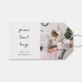 平和の愛と抱擁 |クリスマスミニマルの写真 ギフトタグ (正面(横))