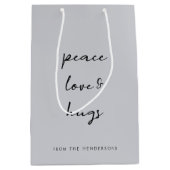 平和の愛と抱擁 | Dove Gray エレガント Christmas ミディアムペーパーバッグ (正面)