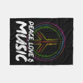 平和の愛と音楽の平和 フリースブランケット (正面(横))