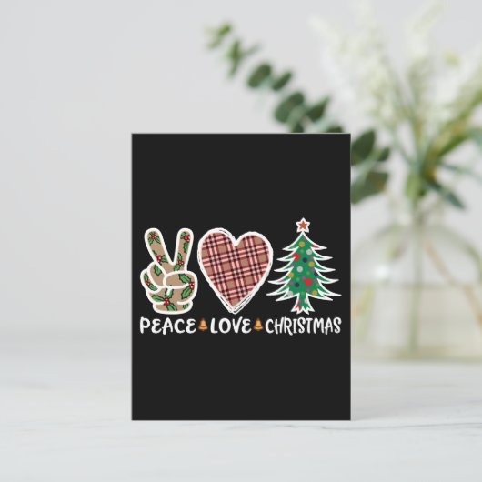平和の愛のクリスマス、おもしろいクリスマスシーズンのギフト ポストカード (スタンド正面)