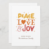 平和の愛の喜び。かわいいクリスマス冬のレタリング シーズンカード (正面/裏面)