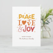 平和の愛の喜び。かわいいクリスマス冬のレタリング シーズンカード (スタンド正面)