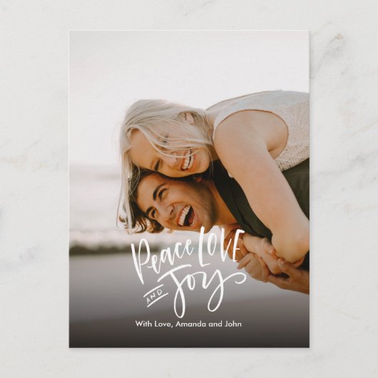 平和の愛の喜び | フルフォトハンドモダンレット シーズンポストカード (正面)