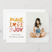 平和の愛の喜び。冬のクリスマスレタリング写真 シーズンカード (正面/裏面)