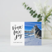 平和の愛の喜び |新年のモダンスクリプト写真 シーズンポストカード (スタンド正面)