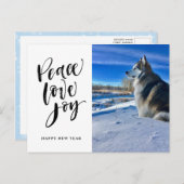 平和の愛の喜び |新年のモダンスクリプト写真 シーズンポストカード (正面/裏面)