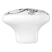 平和の愛の喜び |白黒降雪クリスマス セラミックノブ (側面)