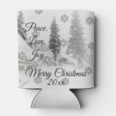 平和の愛の喜び |白黒降雪クリスマス 缶クーラー (裏面)