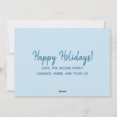 平和の愛の喜び |青3フォトクリスマス シーズンカード (裏面)