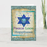 平和の愛の幸福 シーズンカード<br><div class="desc">ハート、ダビデの星、そして「平和の愛の幸福」という言葉は、ハッピーハヌカーを言う素敵な方法である。</div>