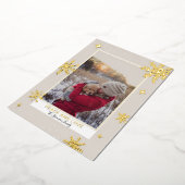 平和の愛の星の雪の赤い写真 箔シーズンカード (回転した状態)