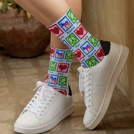 平和の愛の民主党員可愛い青い政治 ソックス