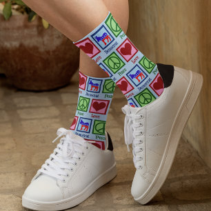 平和の愛の民主党員可愛い青い政治 ソックス