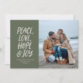 平和の愛を希望する喜び緑のクリスマスの写真 シーズンカード (正面)