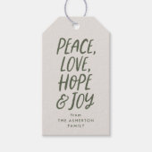 平和の愛を希望する喜び緑のクリスマスタイプ ギフトタグ (正面)