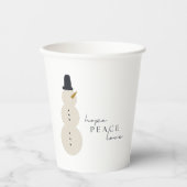 平和の愛を願う。クリスマス雪だるま紙カップ 紙コップ (正面)