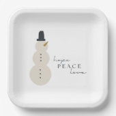 平和の愛を願う。クリスマス雪だるま紙プレート ペーパープレート (正面)