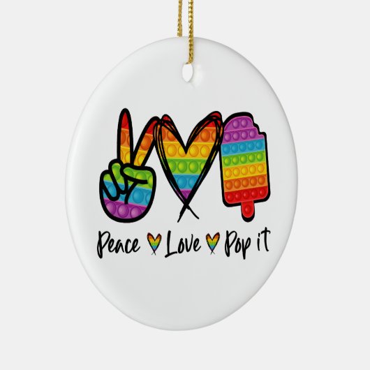 平和の愛ポップ・アートのitオーナメント、レインボーポップ・アートのIt セラミックオーナメント (右)