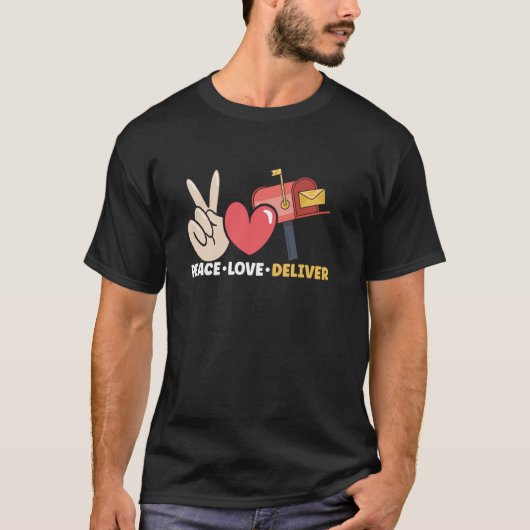 平和の愛メールを配信レディ郵便局員メールマン Tシャツ (正面)