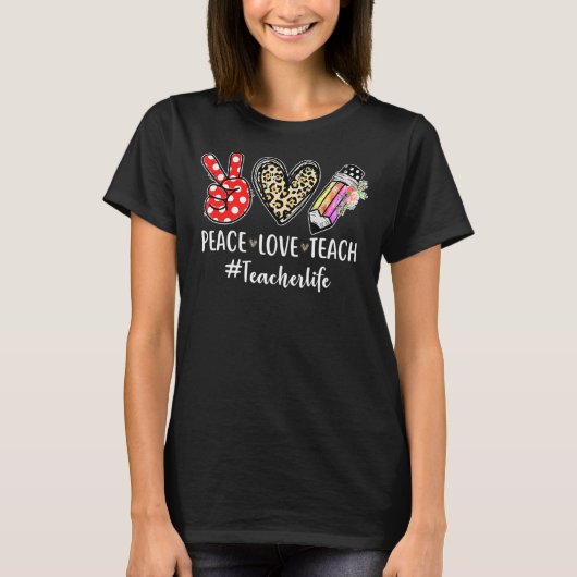 平和の愛教え#teacher人生100の日 tシャツ (正面)