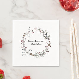 平和の愛winterberry素朴なボホワイルドフラワー スタンダードカクテルナプキン