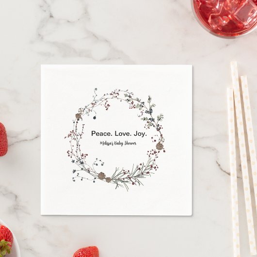 平和の愛winterberry素朴なボホワイルドフラワー スタンダードカクテルナプキン