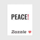 平和の感嘆符ホワイトブラック・レッド・アンチ戦争 シール (シート)