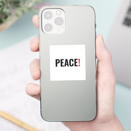 平和の感嘆符ホワイトブラック・レッド・アンチ戦争 シール (スマートフォン)