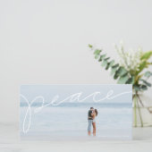 平和の手書き文字の水平ホリデー写真カード シーズンカード (スタンド正面)