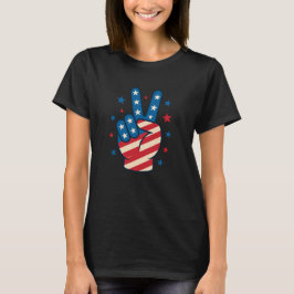 平和の手USAフラッグ 7月4日 Tシャツ