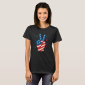平和の手USAフラッグ 7月4日 Tシャツ (正面フル)
