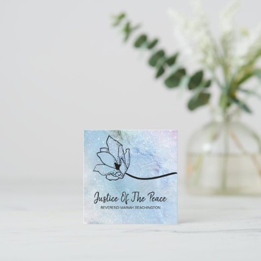 *~*平和の月のクレーターのフローラ青 スクエア名刺 (スタンド正面)