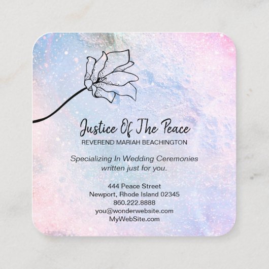 *~*平和の正義 – フローラ・ムーン・クレーター スクエア名刺 (裏面)