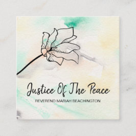 *~*平和の正義-黒い輪郭の花 スクエア名刺