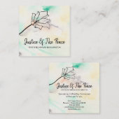 *~*平和の正義-黒い輪郭の花 スクエア名刺 (正面/裏面)