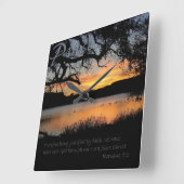 平和の湖サンセットローマ5:1壁時計 スクエア壁時計 (傾斜)