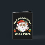 平和の溝私のピープヒッピーSantaクリスマス カード<br><div class="desc">このおもしろいヒッピーSanta Christmasの折り畳まれたグリーティングカードで、あなたの家族と友人の愛、喜び、平和とグルーヴを願う。</div>