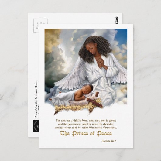 平和の王子エンジェルとベビーイエス・クリスマス ポストカード (正面/裏面)